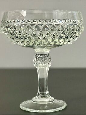 Indiana Glass Clear Cut Crystal Compote / Dessert Coupe